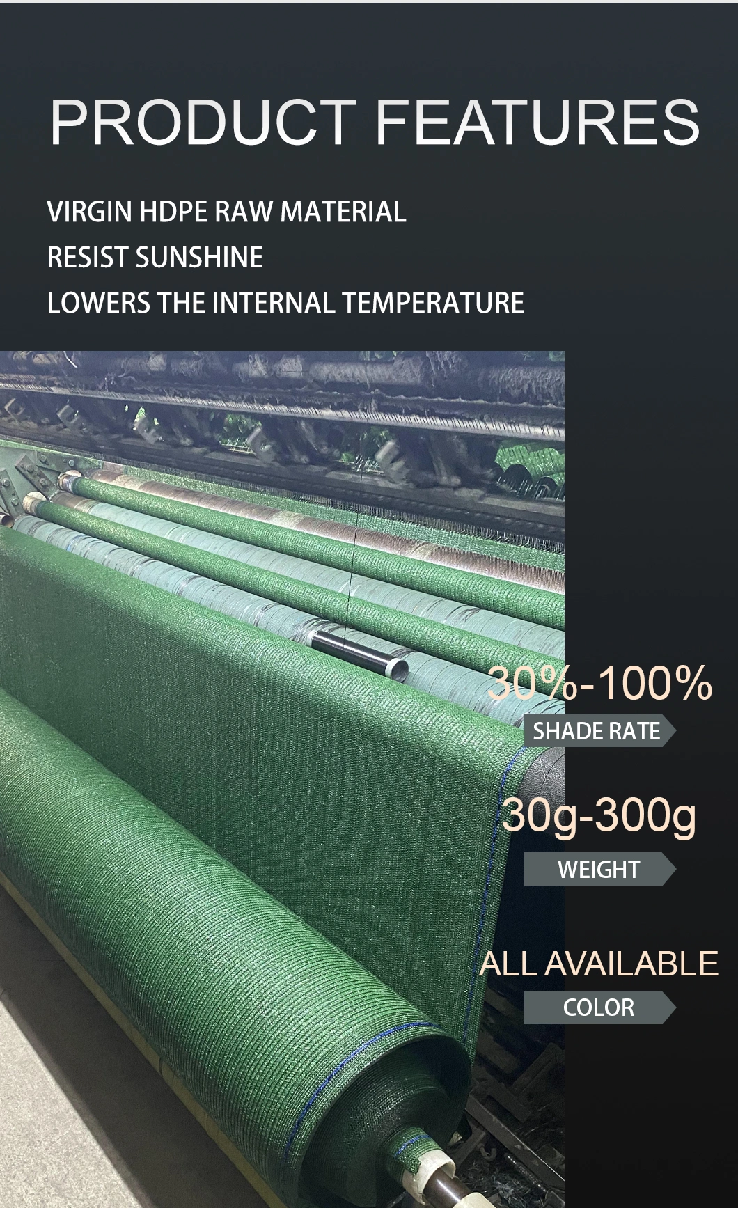 HDPE + UV Outdoor Agriculture Knitted Sun Shade Net for Garden